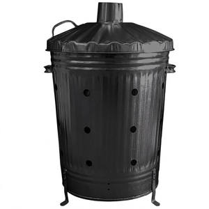 Produit phare : Incinérateur de jardin en acier noir, brûleur de déchets extérieur pour feuilles, bois, ordures, papier, foyer avec couvercle et support de base - Product Image 4