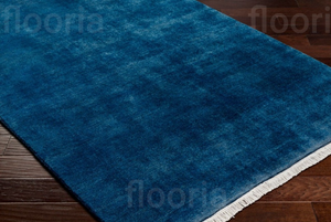 Modern <b>Blue</b> Solid Color Rectangle Area <b>Rug</b> Plush Tufted Wool Acrylic Non-Slip Latex Backing Living Room Use - Product Image 3
