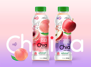 Bebida de Semillas de Chía con Sabor a Melocotón, Botella de PET de 450 ml - Marca Privada OEM, Muestra Gratuita, Diseño Gratuito - Product Image 3