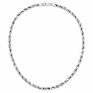 Collar de Cadena de Cuerda de Plata de Ley 925 con Baño de Rodio de 4 mm y 20 Pulgadas - Product Image 1