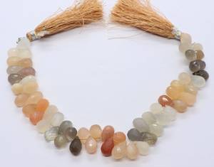 ลูกปัดมูนสโตนทรงหยดน้ำเจียระไนหลายเหลี่ยม AAA Natural ขนาด 7x11-8x12 มม. ลูกปัดพลอยมูนสโตนหลากสี ขนาด 8 นิ้ว ทรงหยดน้ำเจียระไน - Product Image 1