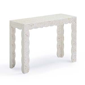 Mother Of Pearl <b>Console</b> <b>Table</b> Capiz Shell Mosaic Entryway Desk <b>Narrow</b> Accent MOP Furniture For Living Room Bedroom Home Decor - Product Image 1