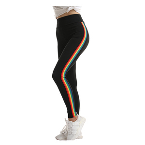 Leggings de sport/yoga taille haute sans couture en Spandex/Nylon avec poches froncées, couleur unie, séchage rapide, pour la gym, 220g - Product Image 4