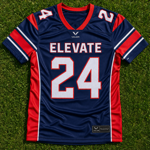 เสื้อฟุตบอลอเมริกันแบบกำหนดเองสำหรับทีมและลีก ผ้าโพลีเอสเตอร์แห้งเร็ว ระบายอากาศได้ดี พิมพ์ลายชื่อและหมายเลขผู้เล่นแบบซับลิเมชั่น - Product Image 1
