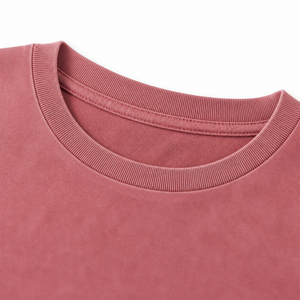 T-shirt court ample à col rond pour femme en jersey de coton enzymatique rose poudré, manches courtes, style décontracté - Product Image 5