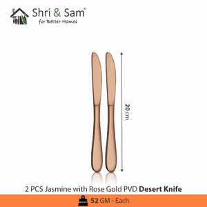 Juego de cubiertos de acero inoxidable Jasmine con revestimiento de PVD de oro rosa Cuchillos de cena elegantes - Product Image 3