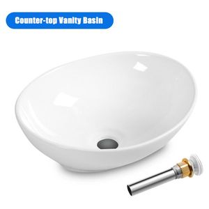 Lavabo Ovale in Pietra 40x33x14 cm (LxPxA) con Rubinetto a Leva e Maniglia a Triangolo per Bagno - Product Image 1