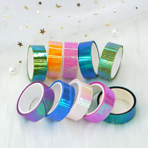 Strong Self Adhesive Holographic Rainbow Tape Wholesale Waterproof Iridescent Decorative Tape for Craft Packaging & Party Decor - Product Image 5