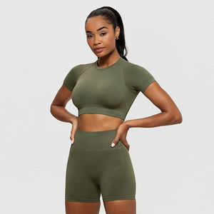 Camiseta Deportiva Corta de Verano 100% Algodón, Ligera, Cuello en V, Secado Rápido, Compresión, Ropa Deportiva para Mujer - Product Image 1