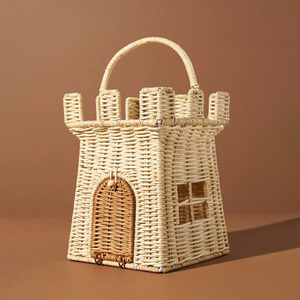 Castle Shape Kids Cute <b>Bag</b> for Boys and Girls Hand Weaving Rattan Storage <b>Basket</b> <b>Bags</b> Best Selling Children Gifts - Product Image 5