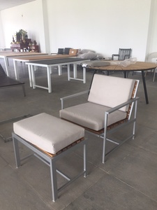 Chaise en bois de patio extérieur, meuble de salon en aluminium blanc, vente en gros, économique - Product Image 3