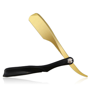 Afeitadora manual de borde recto, profesional, de acero inoxidable, afilada, plegable, para barba, con cuchilla de seguridad - Product Image 3