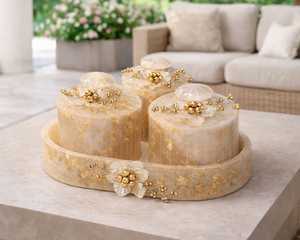 Contenants de conservation alimentaire en résine écologiques faits à la main, forme cylindrique, accents feuille d'or, couvercles hermétiques pour la cuisine et les fêtes - Product Image 5