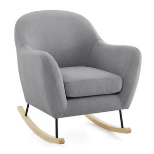 Silla Mecedora Moderna Minimalista de Madera de Teca, Muebles Nórdicos para Exteriores, Balcón, Terraza, Estilo Costero - Product Image 1