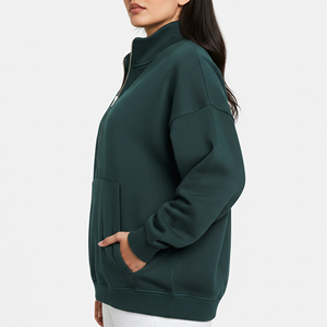 Sweat-shirt à fermeture éclair quart de tour en molleton de coton biologique épais de haute qualité, délavé à l'acide, avec logo imprimé personnalisé, tendance - Product Image 6