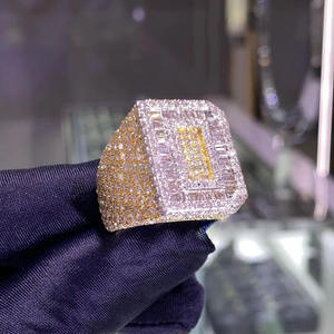 Anillo de Compromiso con Moissanita Baguette Iced Out, Plata de Ley 925 con Baño de Rodio, Estilo Hip Hop, Regalo de Aniversario de Bodas - Product Image 5