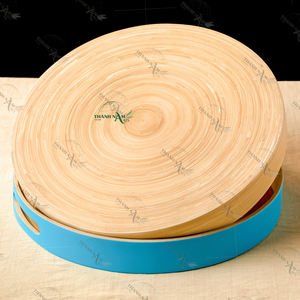 Grand Plateau de Service Rond Moderne en Bambou de Haute Qualité Durable et Recyclable pour Table Basse Salon Cuisine Décor - Product Image 5