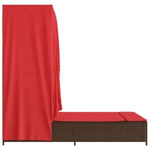 Tumbona Doble con Techo de Poliratán Marrón y Cortinas, Muebles de Exterior Duraderos - Product Image 5