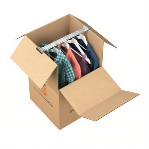 Vietnam Supplier's Corrugated Wardrobe <b>Moving</b> <b>Box</b> with Hanging Rail for Garment Relocation - Product Image 2