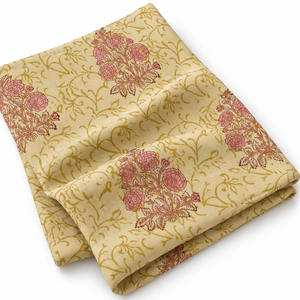 Algodón Orgánico Premium Ecológico de Jaipur, Tejido a Mano con Estampado Floral Índigo, Ligero, 90 GSM, Transpirable y de Secado Rápido para el Hogar - Product Image 6