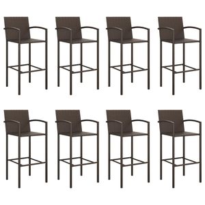 Conjunto de Bar de Jardín de 9 Piezas en Ratán Sintético Marrón con Reposapiés, Colección de Muebles de Exterior Duraderos y Elegantes - Product Image 4