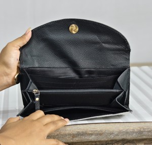 Handmade Genuine Leather Clutch <b>Wallet</b> With Embossed Floral Design Black And White Cowhide Pattern Bohemian Style Women's <b>Wallet</b> - Product Image 4