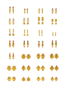 Nouveauté : Boucles d'oreilles clous en or jaune massif 22K et pendentifs, bijoux fantaisie pour femmes avec émail Meenakari traditionnel indien et pierres CZ - Product Image 5