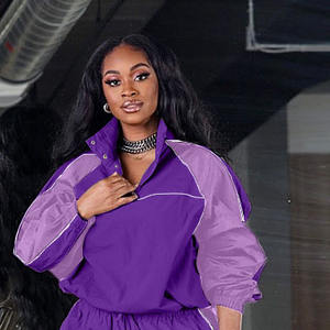 Custom Streetwear Women's Windbreaker Track Suit 2 Piece Set Lightweight Oversized <b>Plain</b> Nylon Track Suit for Women's - Product Image 6