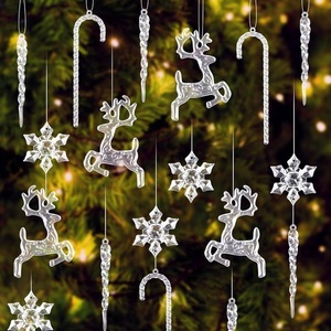 Adornos Navideños Colgantes de Metal, Forma de Copo de Nieve, Reno y Bastón de Caramelo, Decoraciones de Estilo Tradicional - Product Image 1