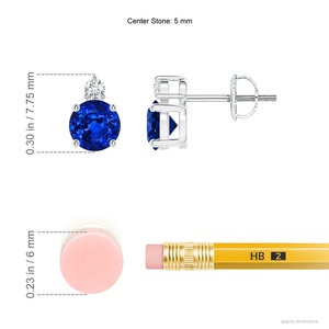 Round Cut Blue Sapphire Diamond Stud <b>Earrings</b> 14kt Rose Gold <b>Fine</b> Jewelry Screw Back September Birthstone Luxury Gift <b>Earrings</b> - Product Image 2