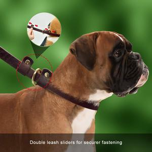 Laisse de chien Polo de haute qualité en cuir indien teint par tambour avec boucles en laiton Clips motif de bande de roulement en Nylon produits en cuir de qualité supérieure - Product Image 5