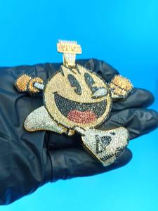 Colgante Personalizado de Personaje de Dibujos Animados Pacman, Plata de Ley 925, Estilo Hip Hop, Joyería de Moda, Colgante Personalizado con Incrustaciones de Diamantes - Product Image 2