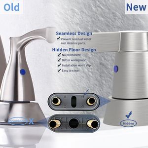 Rubinetto per lavabo bagno a 2 maniglie con beccuccio girevole ad arco alto a 360 gradi, rubinetto da 4 pollici in nichel spazzolato per lavabo camper - Product Image 5
