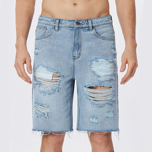 <b>Men's</b> Light Blue Denim summer <b>Shorts</b> Mid Waist Button Fly Casual Style 100% Cotton <b>Woven</b> Breathable Summer Fashion for <b>men</b> - Product Image 2