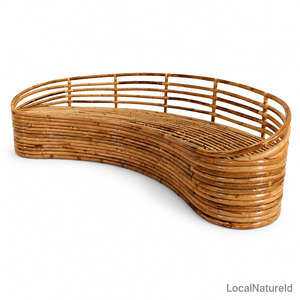 Handwoven Three Seat Modern Rattan Sofa Curved Wicker Lounge Bench with <b>Foam</b> Filling Natural Living Room <b>Seating</b> - Product Image 5