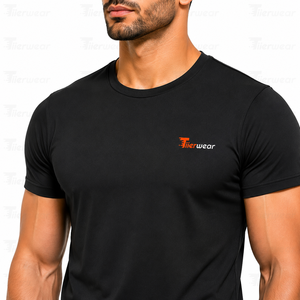 Chemises de compression athlétiques à manches courtes pour hommes, randonnée, extérieur, tissu jersey léger, séchage rapide, respirant, écologique, col rond - Product Image 5