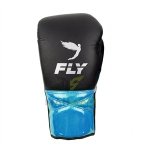 Gants de boxe Fly en cuir de vachette noir et bleu, gants de sparring légers à lacets pour l'entraînement en arts martiaux, unisexe - Product Image 4