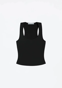 Top Corto sin Mangas con Cuello Redondo para Mujer, Color Sólido, Corte Minimalista, Tejido de Punto, Spandex, Poliéster, Transpirable, para Todas las Temporadas - Product Image 2