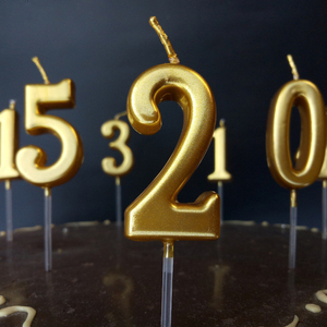 JUXINDA Venta Directa de Fábrica, Decoraciones Creativas para Pasteles de Cumpleaños, Elegantes Velas de Números Doradas, Perfectas para un Primer Cumpleaños. - Product Image 2