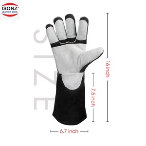 Guantes de Soldadura de Cuero ISONZ Tipo Stick con Protección Completa Contra Salpicaduras de Metal Fundido y Protección para el Pulgar - Product Image 3