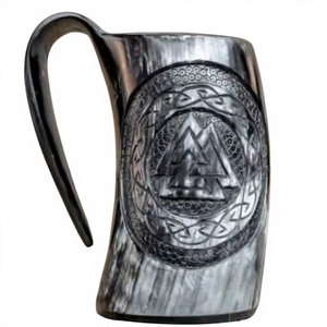 Chope à bière vintage en corne naturelle avec poignée, style corne rustique, écologique, Rehman Craft, pour bar, fête, festival - Product Image 6