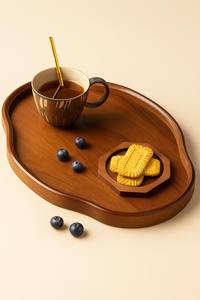Bandeja de Madera para Servir, Tallada a Mano, de Madera Natural, Decorativa, para Mesa de Centro, Plato para Frutas, Tabla para Quesos y Decoración del Hogar - Product Image 6