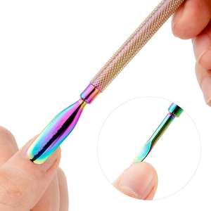 Kit professionnel de soins des pieds, outils pour les ongles en acier inoxydable, pousse-cuticules double extrémité effet caméléon arc-en-ciel ANAAIF - Product Image 4