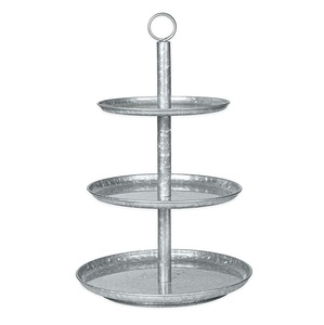 Top Selling Galvanized Metal <b>3</b> <b>Tier</b> Round <b>Cake</b> <b>Stand</b> Dessert Cupcake Display Serving Tray For Wedding And Home Decor - Product Image 1