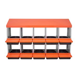 Nidi Metallici Protettivi a 2 Livelli per Galline, 10 Scomparti, Nuovi Nidi in Acciaio con Coperchi per la Raccolta delle Uova - Product Image 1