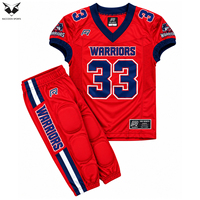 Ensemble d'uniformes de football américain personnalisés, sublimés, écologiques, antibactériens, respirants, en mesh, col en V, maillot et pantalon pour équipe