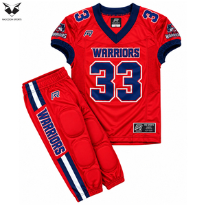 Conjunto de Uniforme de Fútbol Americano Personalizado Sublimado, Ecológico, Antibacterial, Transpirable, con Cuello en V y Pantalones de Malla - Product Image 3