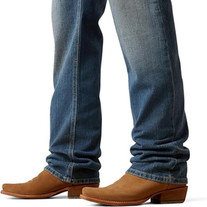 Men's <b>Boot</b> Cut Jeans Relaxed Straight Leg Denim <b>Pants</b> Mid Waist Streetwear Belt Woven Medium Wash Party Casual - Product Image 6