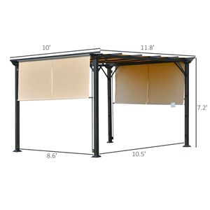 Pergola Retrattile 12x10 con Tenda Parasole Anti-UV, Telaio in Acciaio Impermeabile per Villa e Parco, Beige, per Giardino e Patio - Product Image 3