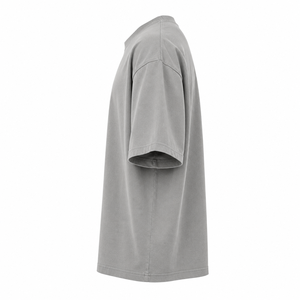 T-shirt Streetwear Oversize Gris Personnalisé Fabricant de T-shirts à Épaules Tombantes en Tissu Lourd - Product Image 4